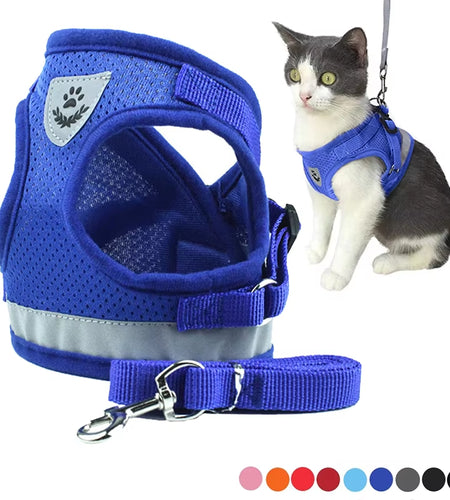 Reflective Dog Harness with Leash Adjustable Pet Harnesses Vest for Small Medium Dog Soft Outdoor Breathable Puppy Chest Strap