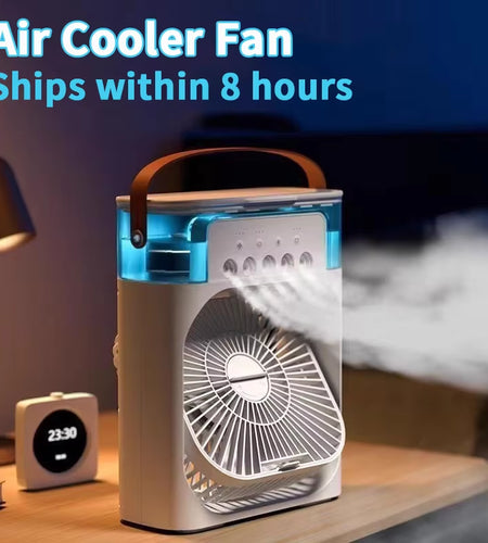 New 3 in 1 Fan Air Conditioner Household Mini Air Cooler LED Night Light Portable Humidifier Air Adjustment Fan Office Home Fan