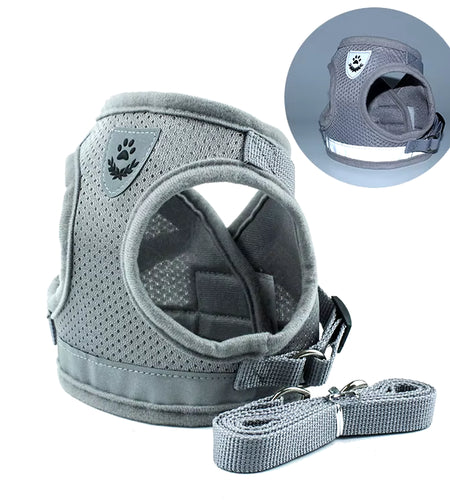 Reflective Dog Harness with Leash Adjustable Pet Harnesses Vest for Small Medium Dog Soft Outdoor Breathable Puppy Chest Strap