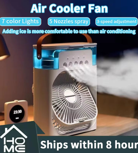 New 3 in 1 Fan Air Conditioner Household Small Air Cooler LED Night Light Portable Humidifier Air Adjustment Fan Office Home Fan