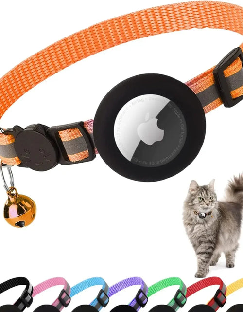 Load image into Gallery viewer, Reflective Breakaway Airtag Cat Collar 0.4Inch Adjustable with Holder Bell for Kitten Small Cat Daily Use without Locator
