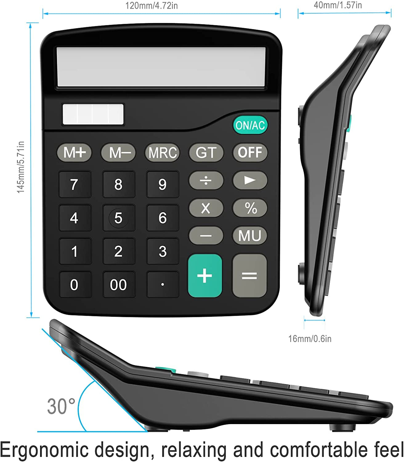Calculator, Standard Function Desktop Calculator, Black