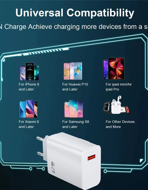 Load image into Gallery viewer, Gan USB Fast Charger Quick Charge 3.0 for Xiaomi 14 13 12 11 10 Ultra Redmi Note 12T 13 Pro Turbo 6A USB Type C Charging Cable
