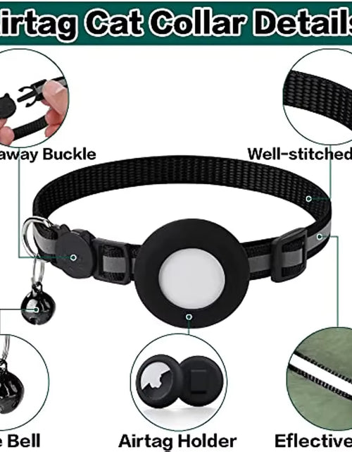 Load image into Gallery viewer, Reflective Breakaway Airtag Cat Collar 0.4Inch Adjustable with Holder Bell for Kitten Small Cat Daily Use without Locator
