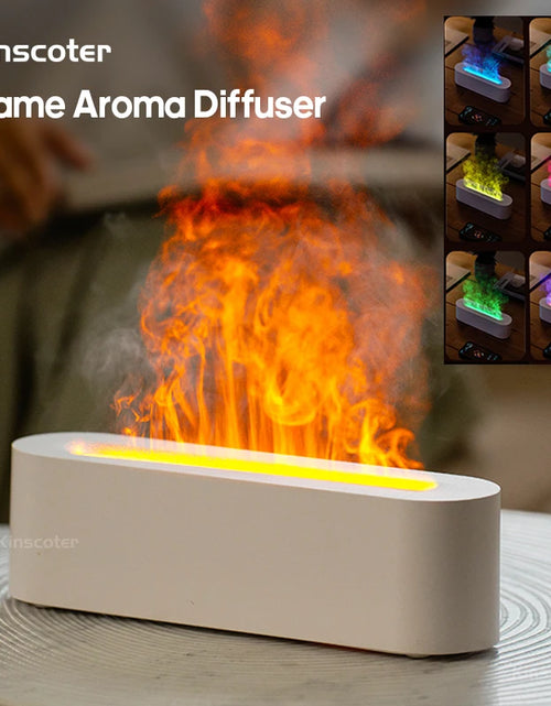 Load image into Gallery viewer, KINSCOTER Essential Oil Aroma Diffuser Flame Air Humidifier Ultrasonic Cool Mist Difusor with RGB Realistic Fire Night Light
