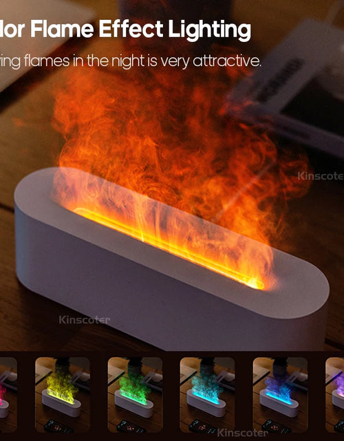 Load image into Gallery viewer, KINSCOTER Essential Oil Aroma Diffuser Flame Air Humidifier Ultrasonic Cool Mist Difusor with RGB Realistic Fire Night Light
