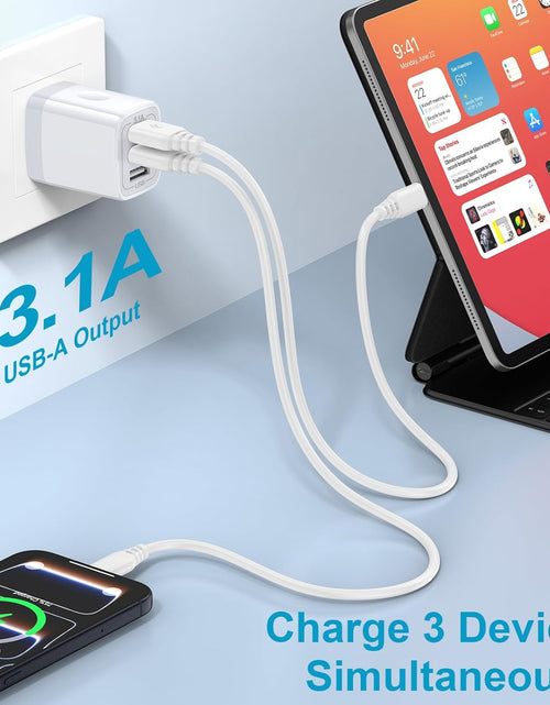 Load image into Gallery viewer, USB Wall Charger,  2Pack Wall Plug 3-Port USB Charging Station 3.1A Power Adapter Multi Port Quick Charger Block Cube for Iphone 15 14 13 12 11 Pro XS MAX 8 Plus,Ipad,Samsung Galaxy S23 S22 S21
