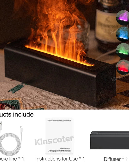 Load image into Gallery viewer, KINSCOTER Essential Oil Aroma Diffuser Flame Air Humidifier Ultrasonic Cool Mist Difusor with RGB Realistic Fire Night Light
