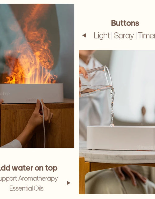 Load image into Gallery viewer, KINSCOTER Essential Oil Aroma Diffuser Flame Air Humidifier Ultrasonic Cool Mist Difusor with RGB Realistic Fire Night Light
